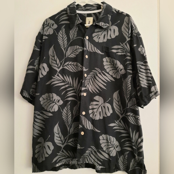 Jamaica Jaxx- Black 100% Silk Floral Shirt, Men's Size 2XL - Picture 1 of 8
